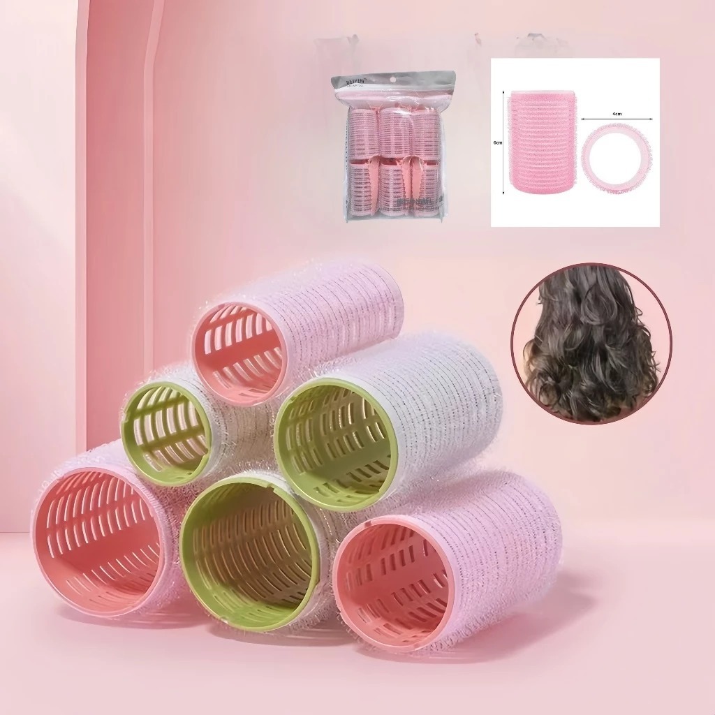 Kit 8 Bobs Grandes Cabelo Velcro Modeladores + 8 Prendedores,DIY Styling Tool tamanho unico 6.2×4 CM