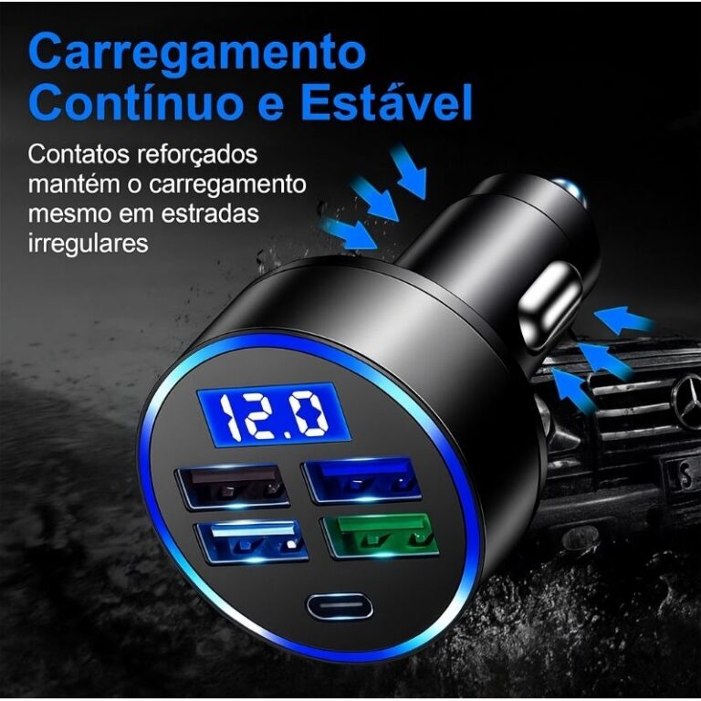 Carregador turbo de carro 5 portas  com display di