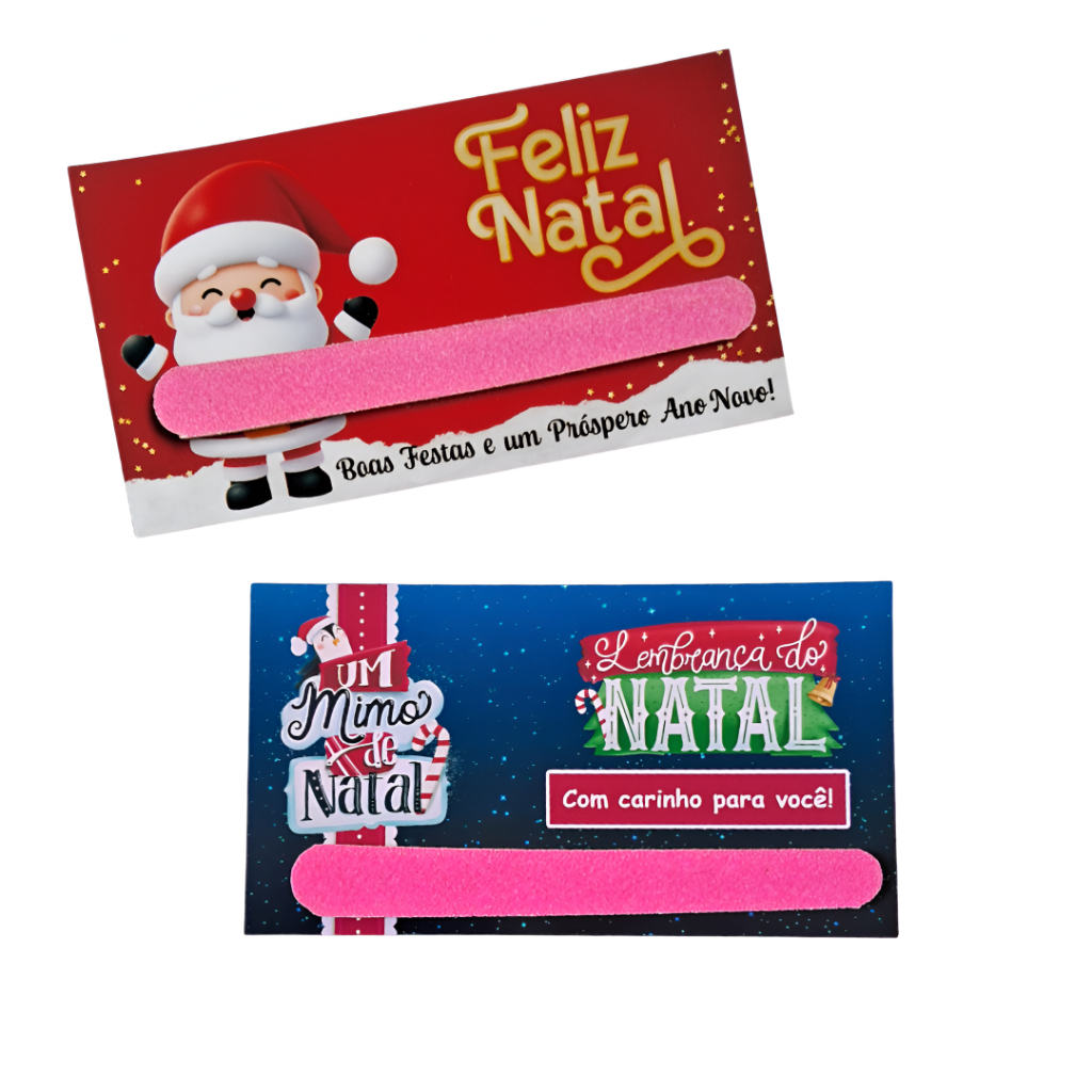 50 card com mini lixa de unha mimos Natal – Mimos Natalino clientes amigos
