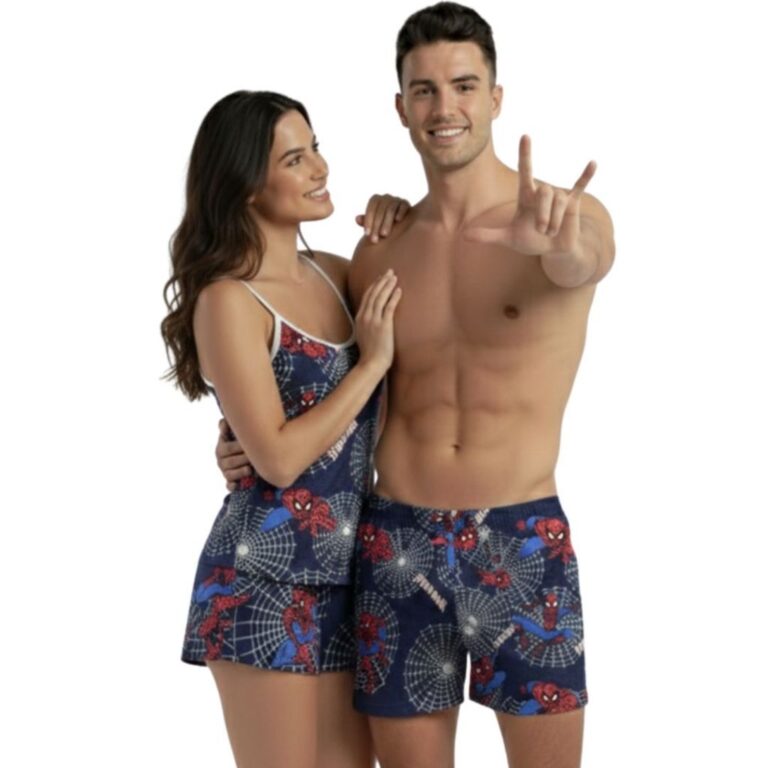 Kit Pijama Casal Feminino Samba Canção Namorados