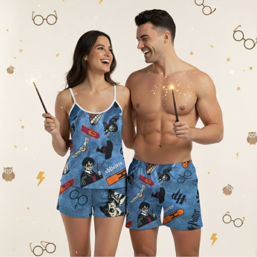 Kit Pijama Casal Feminino Samba Canção Namorados Estampa Kit Mozão Kit Namorados Combinando