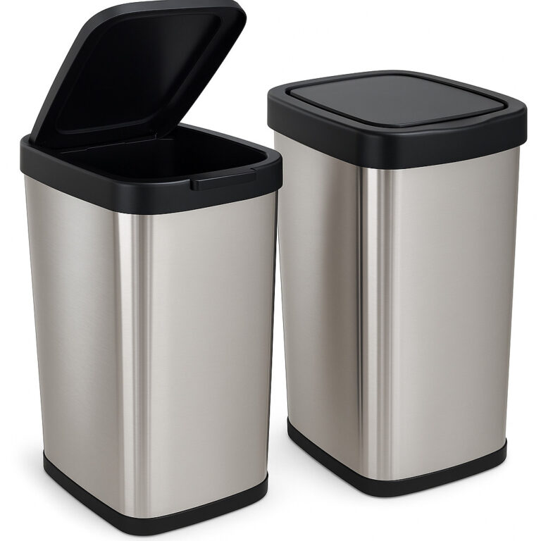 Kit Até 2 Lixeiras Cesto 09 Litros Inox Com Tampa