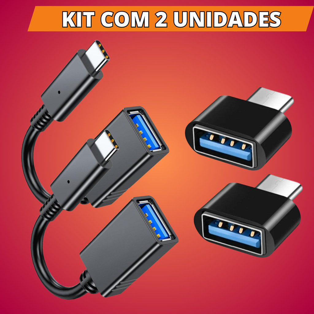 Kit Cabo + Adaptador Plug Usb Tipo C Para Usb 3.0 2.0 Dados Otg – Escolha Seu Kit