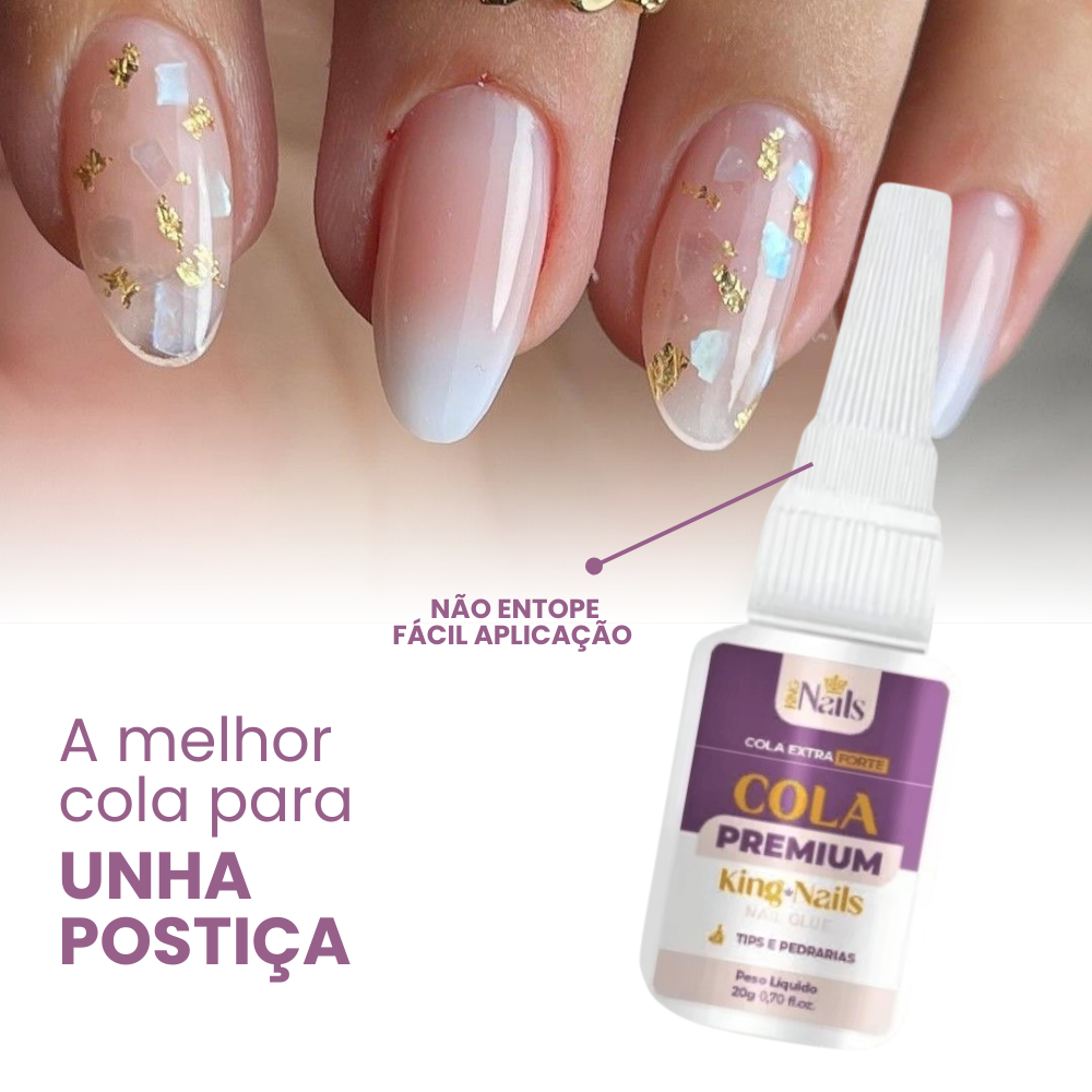 Cola Premium Extra Forte 20g – King Nails / Unhas e Postiças / Fácil Aplicação / Decorações e Fibras