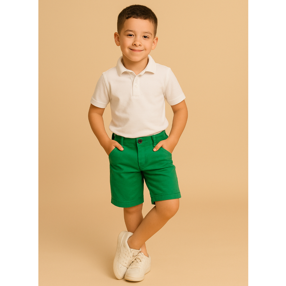 Bermuda INFANTIL de Sarja Menino Alta Qualidade Slim Fit Brim Criança