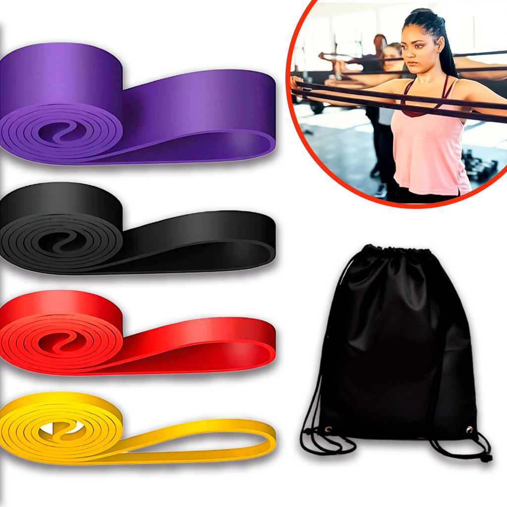 Individual ou Kit Super Band 4 Níveis Força Crossfit Treino Funcional Yoga  Colorida Fisioterapia Re