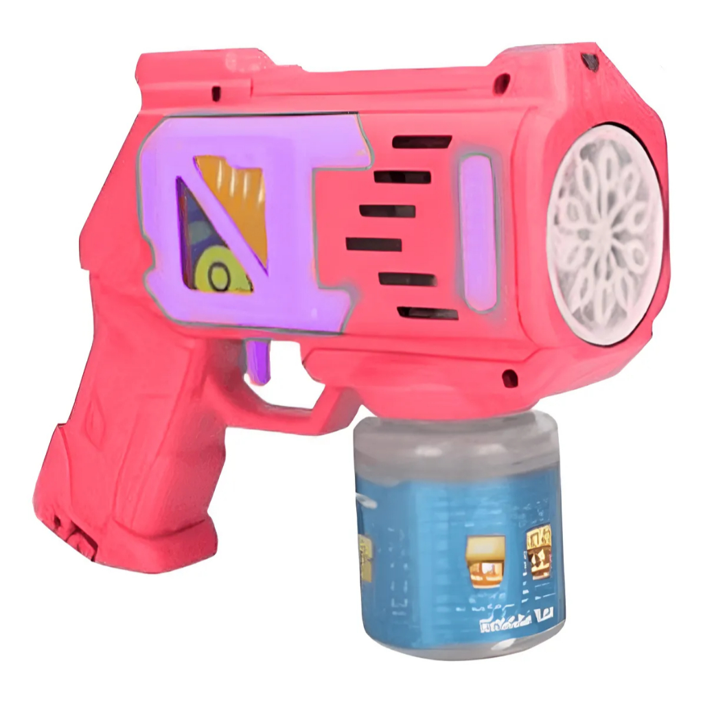 Bubble Gun Pistola de Bolhas Automática Rosa Diversão