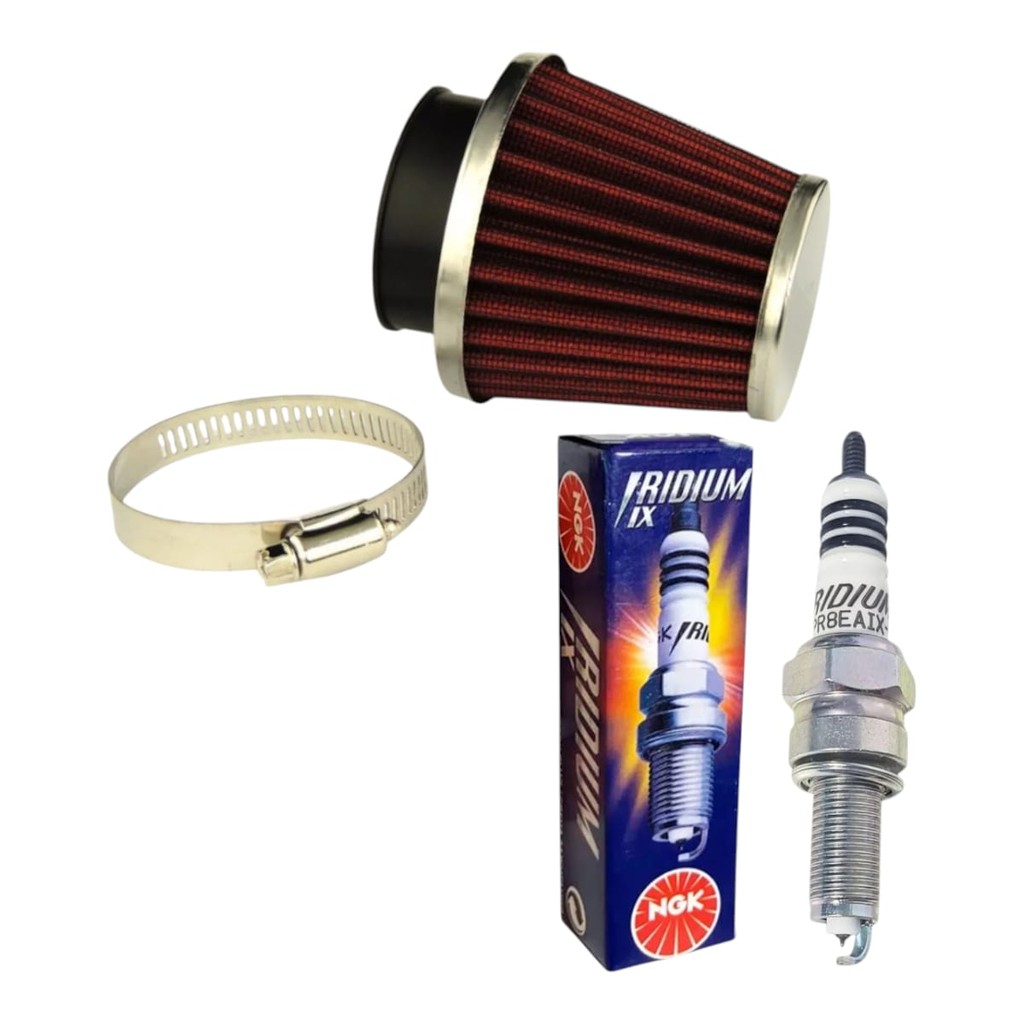 Vela Iridium Titan Fan Bros 150 carburada + Filtro esportivo
