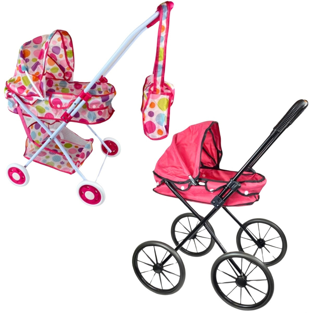 Carrinho De Boneca Bebe de luxo com Berço Removível e Trava Brinquedo Infantil – Castela