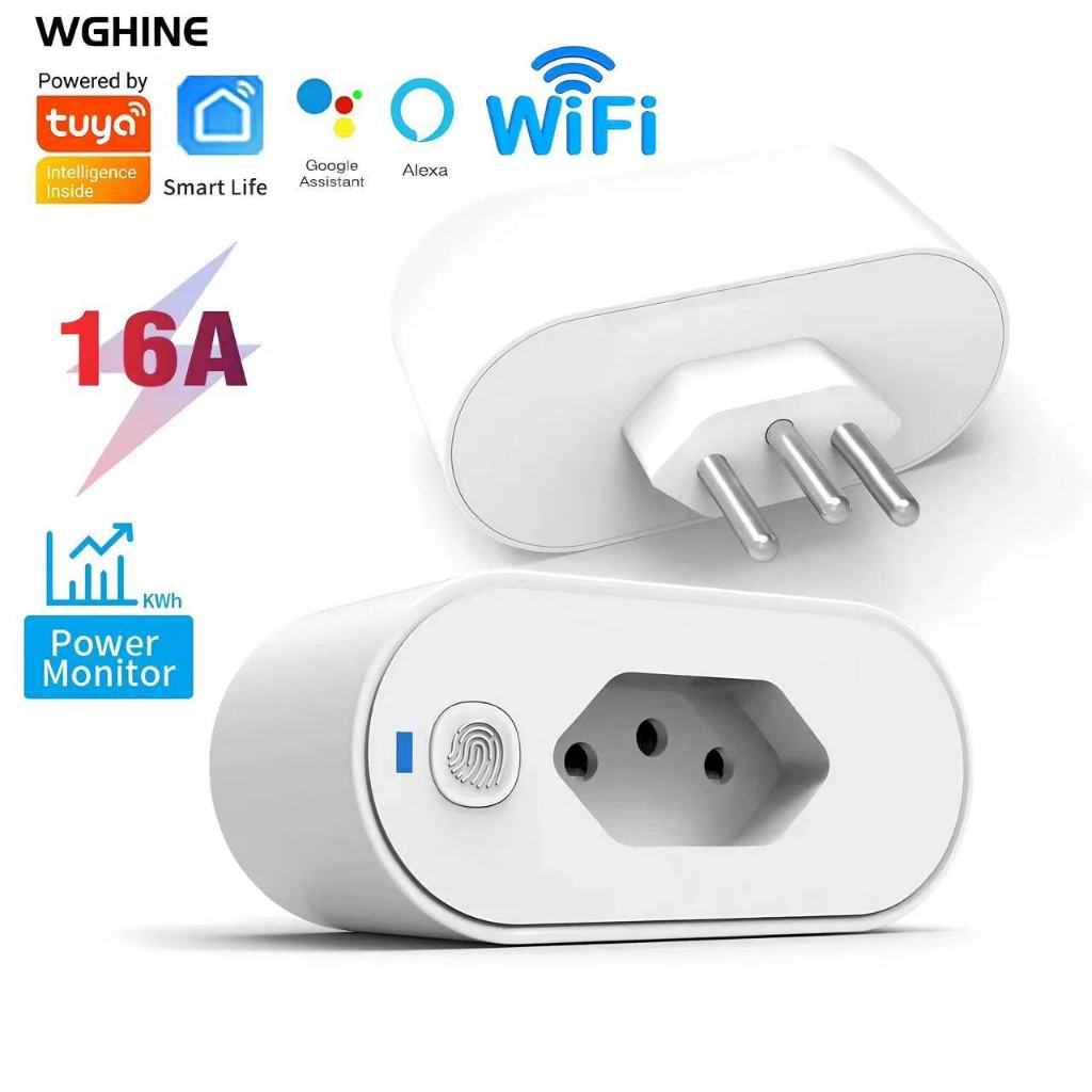 SMART PLUG-Adaptador de soquete Wi-Fi Tuya, Smart Life App Control, Alexa e Google Home, Adaptador d
