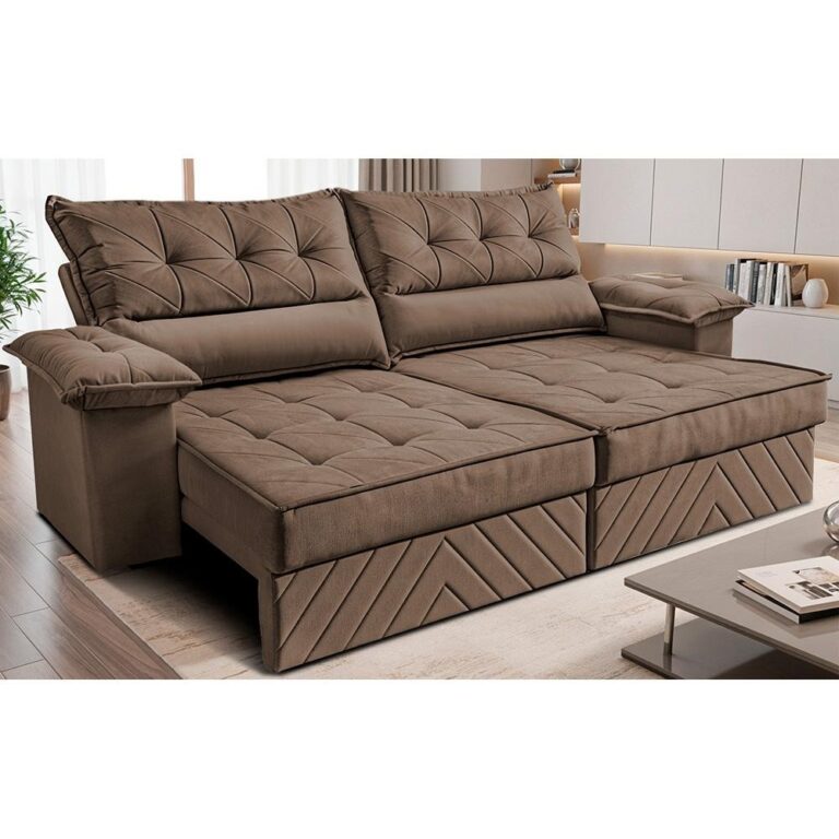 Sofá Retrátil e Reclinável 2,10m com Molas e Es