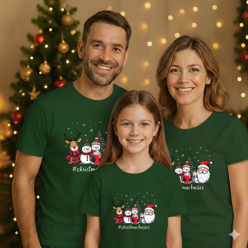 Camiseta Kit Familia 3 natal Camisa Blusa Papai noel Rena Boneco de Neve Fofo Feliz Natal 100% Algod