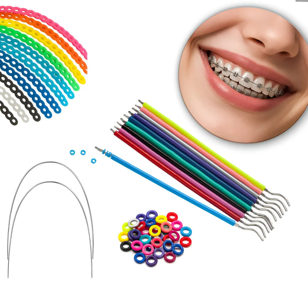 Kit Aparelho 1000 Borrachinhas Coloridas + 10 trançados + 2 Arcos Inferior e Superior
