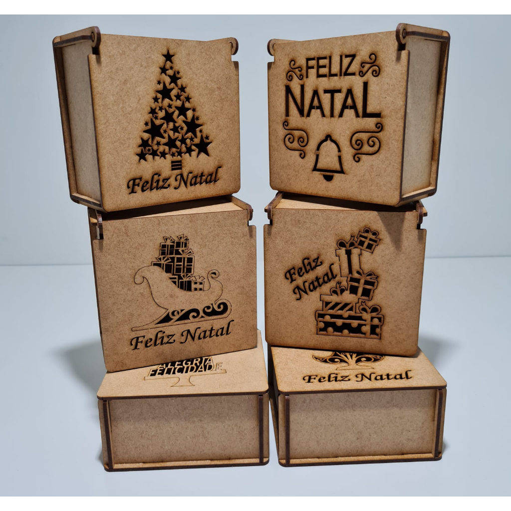 10 unidades de caixinha de natal 8x8x5 altura em mdf corte a laser