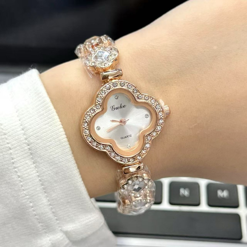 Relógio de Quartzo Liga Quatro Folhas de Quatro Folhas de Quartzo Pulseira de Moda  Pulseira Esmeral