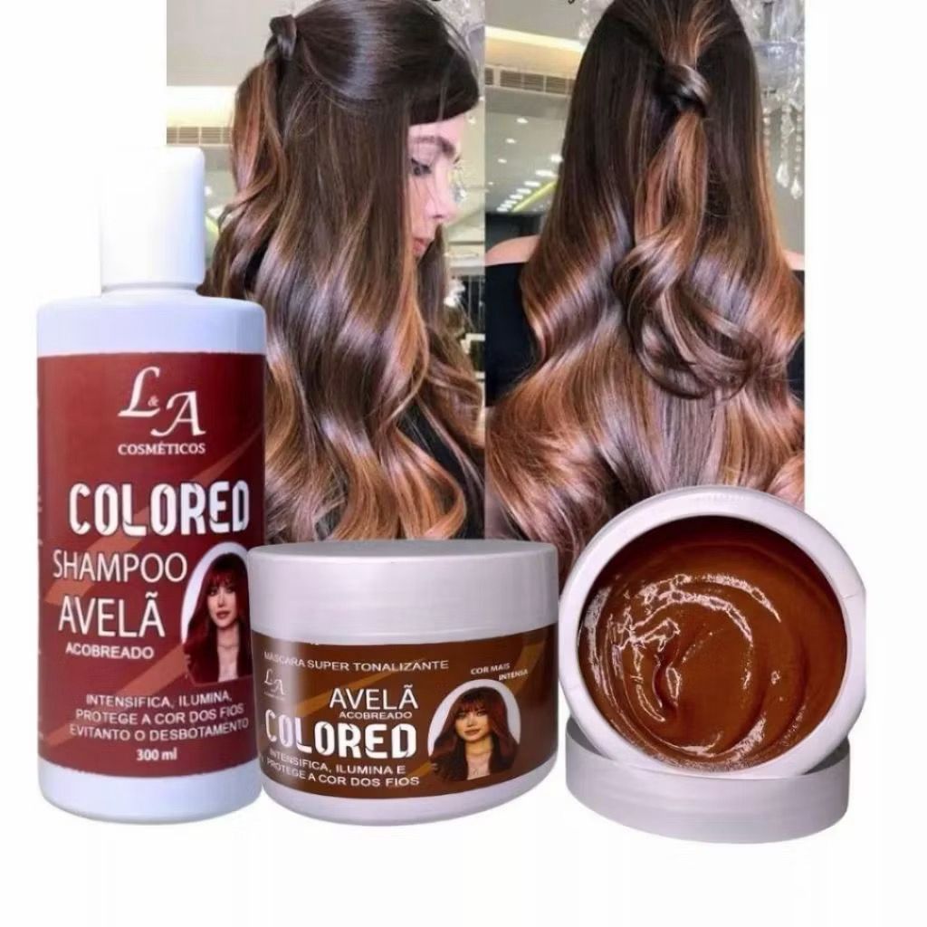 AVELÃ Shampoo e Máscara Ou KIT Tonalizante Avelã Acobreado Chocolate Morena Iluminada Sem Amônia