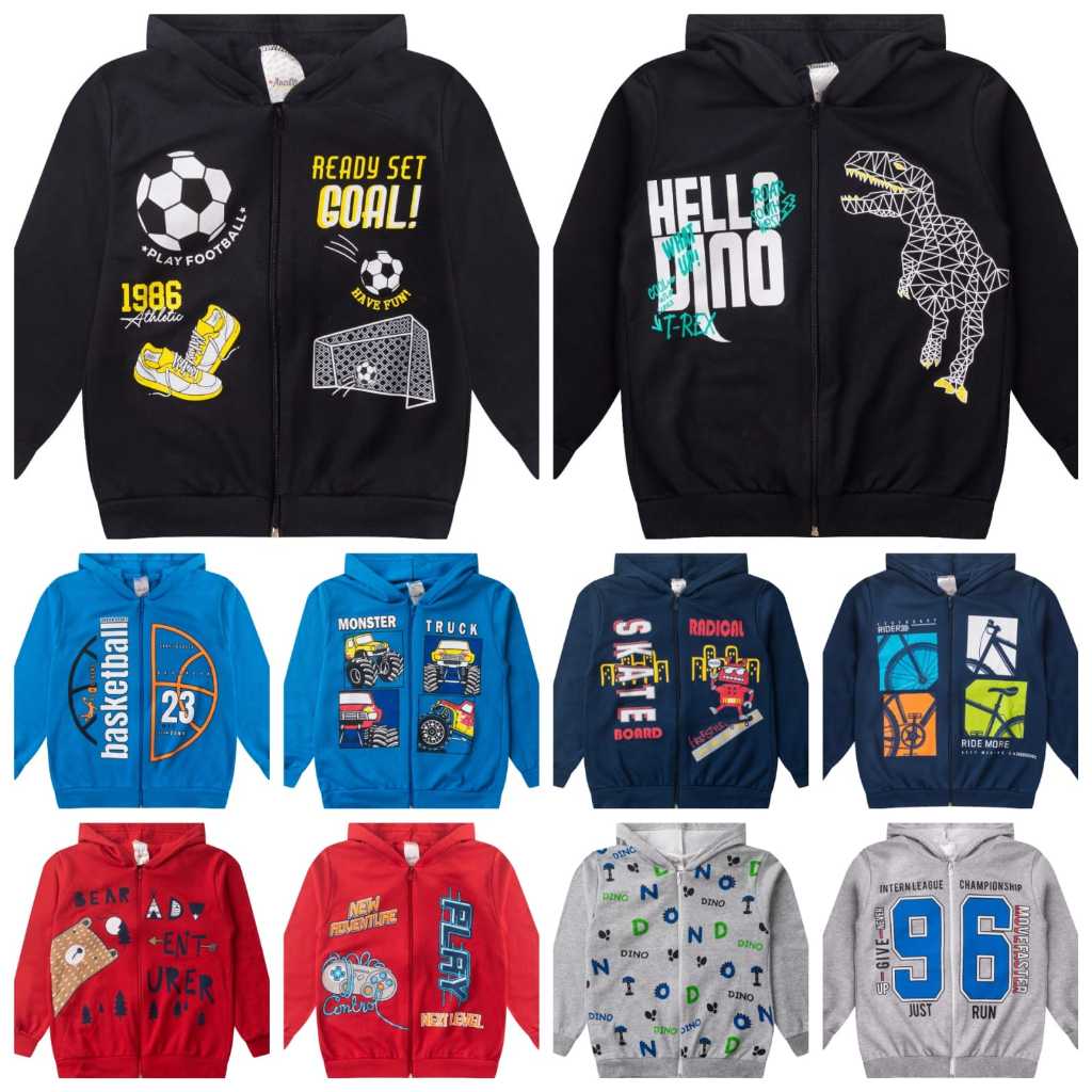 Casaco Moletom Infantil Masculino com Capuz  Jaqueta Estampada Inverno Menino