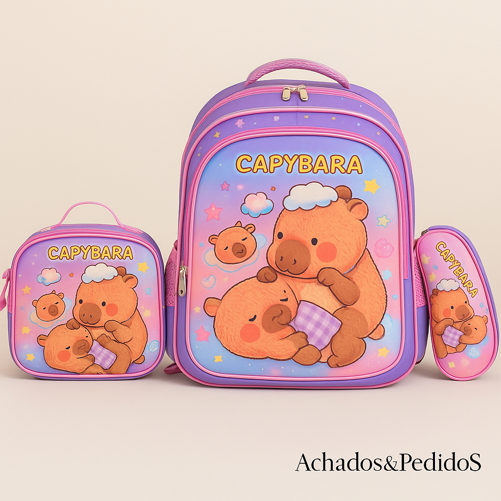 Mochila para meninos e meninas, material escolar infantil 3D, conjunto de três peças, incluindo lanc