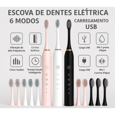 Escova de dentes elétrica recarregável  IPX7
