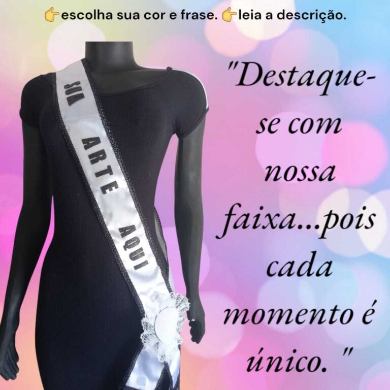 FAIXA de premiação personalizada MISS/FANTASIA/F
