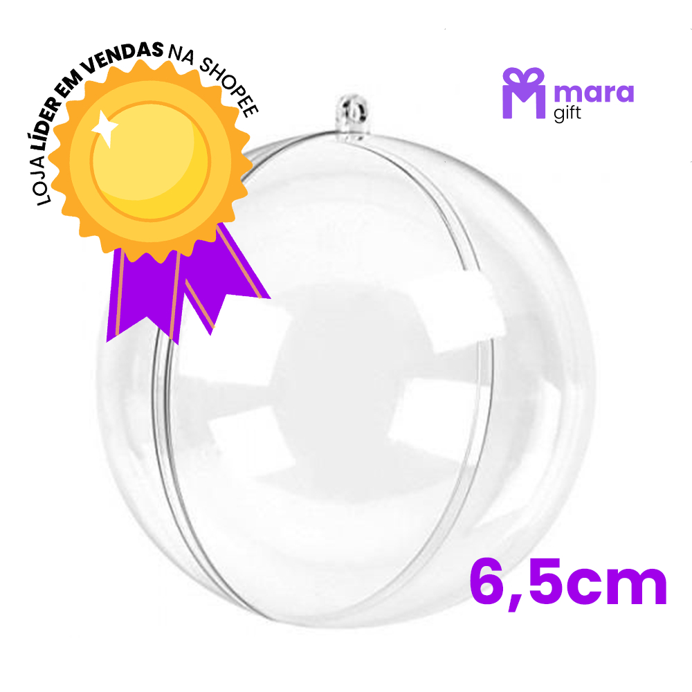 Kit com 10 à 50 Bolinhas De Natal Bola Esfera Acrílico Transparente – 6,5cm