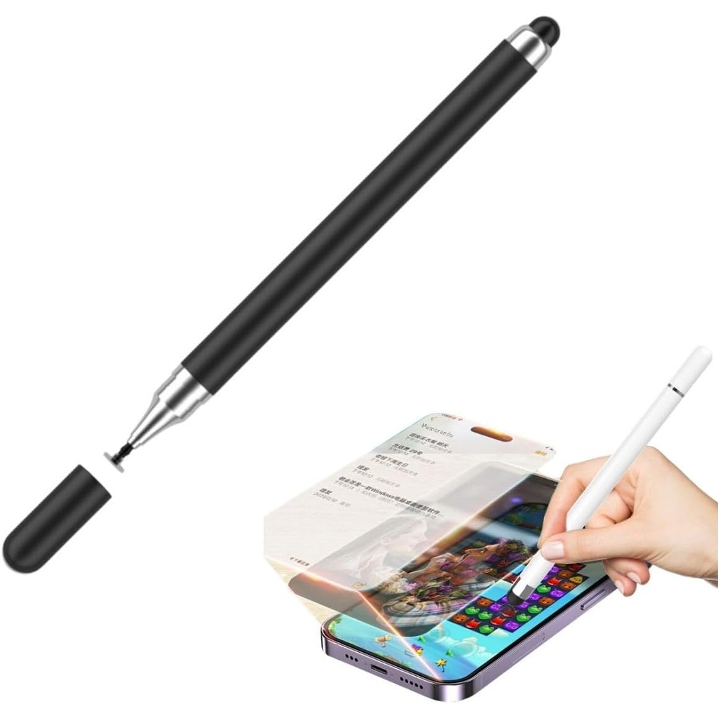 Caneta Stylus Touch Ponta Fina e Silicone 2 em 1 – Universal para Tablets, Celulares e Ipads