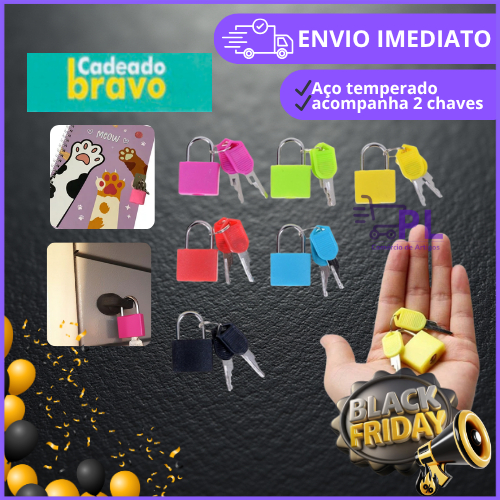 Cadeado Bravo Colorido com Chave | Trava Segura e 