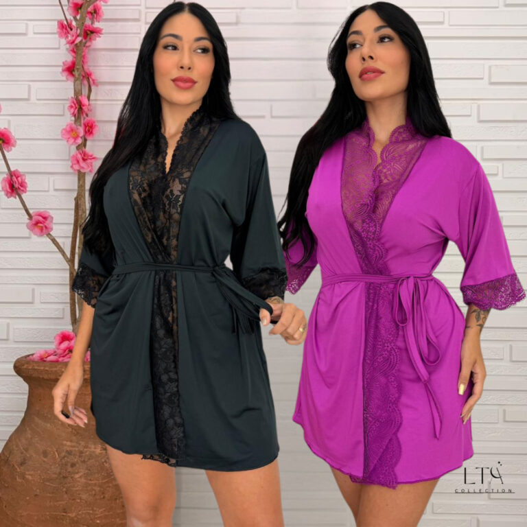 Robe Feminino Noiva Renda Luxo Roupão Banho Kimon