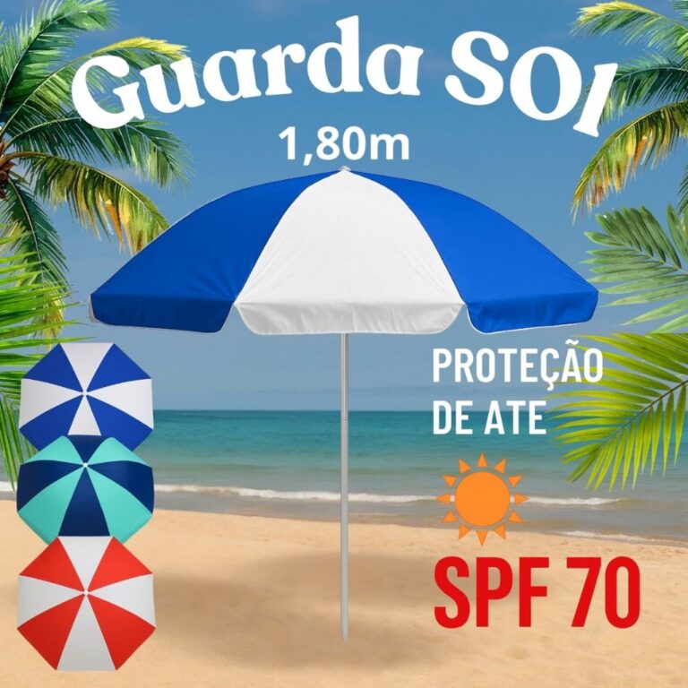 Guarda Sol 1,80cm Praia Grande Com Proteção UV P