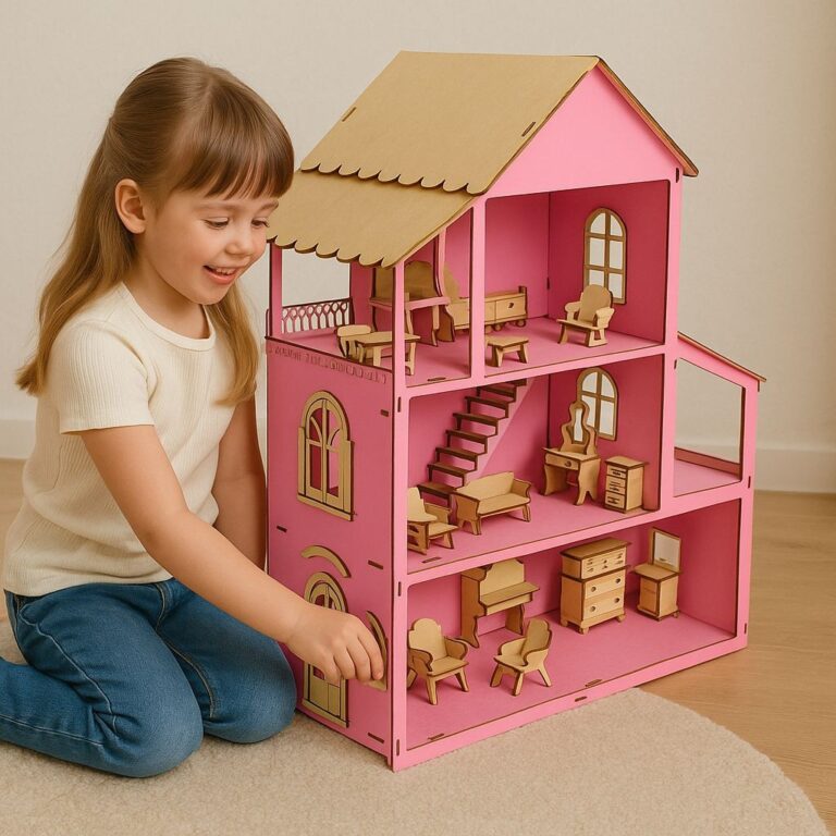 Kit Casa De Boneca Rosa Com Móveis Inclusos Infan