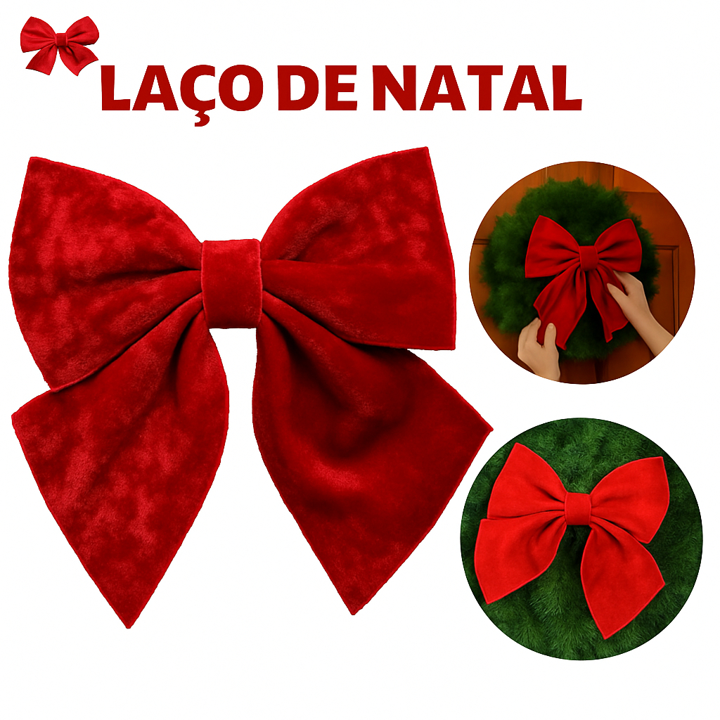 Laço Veludo Grande Para Arvore de Natal Vermelho Decoração Luxo Alta Qualidade Opção Laço Gigante