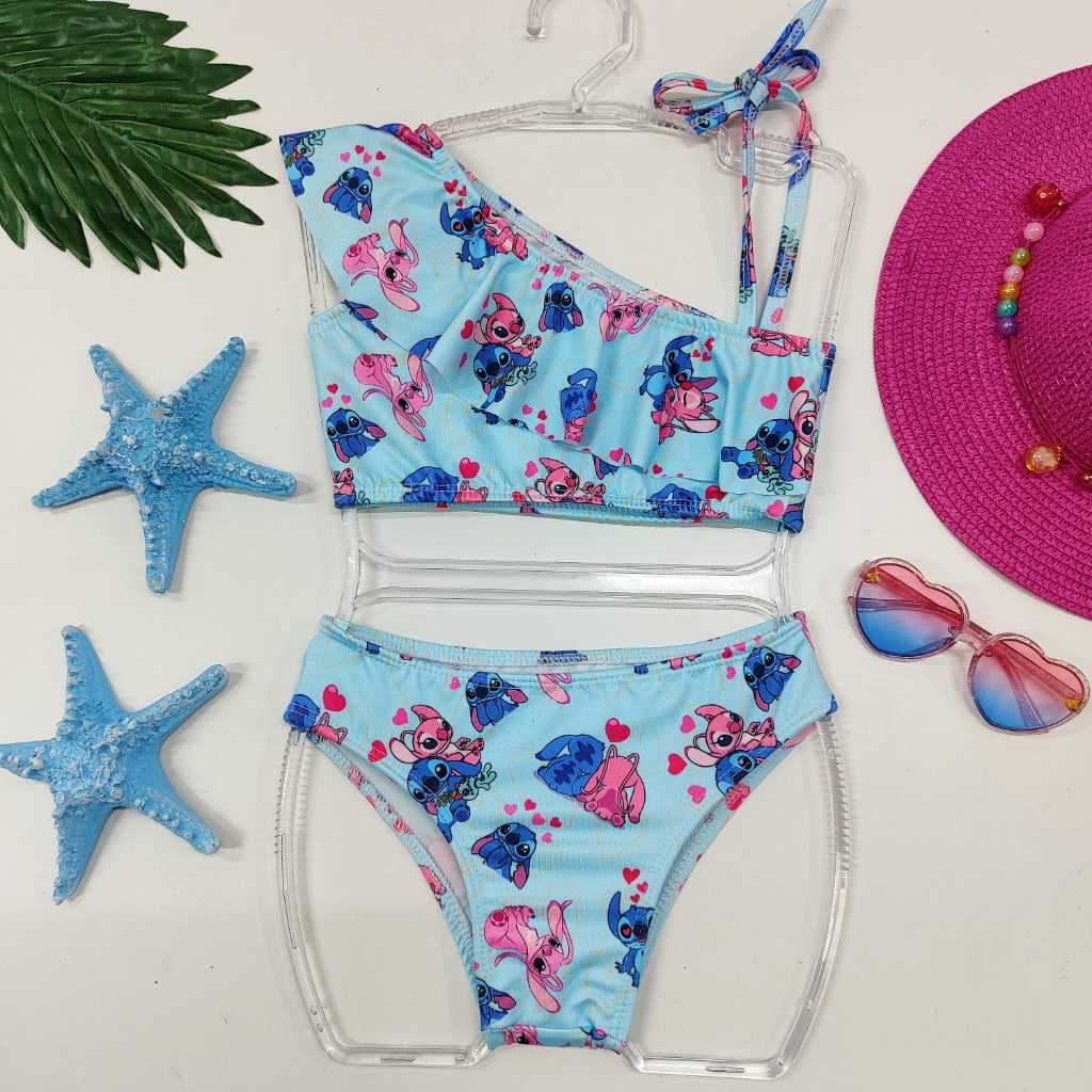 Biquini Infantil Com Babado Moda Praia PiscinaTamanhos 2 4 6 8 10