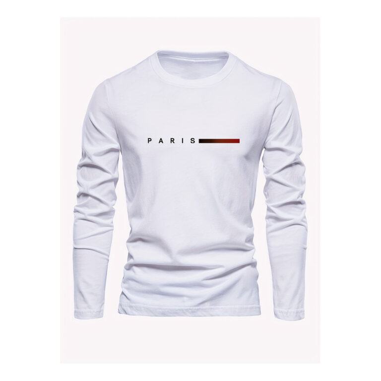 Camiseta Manga Longa Casual Paris Faixa Inverno Fr