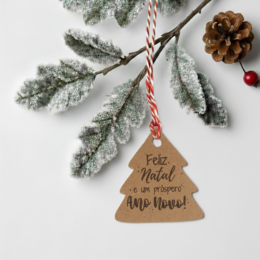 tag kraft Feliz Natal Arvore- Mimo natal- Lembrancinha Natal- Embalangens natal