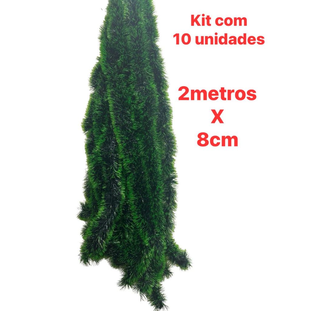 Kit 10 Festão Natal Verde ou Nevado 2m x 8cm Enfeite Arvore De Natal Decoração Natalina
