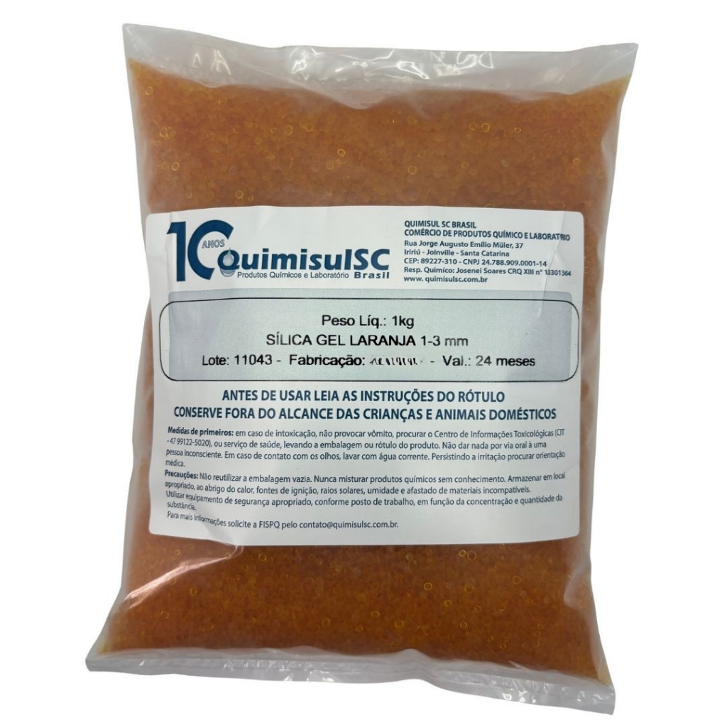 SÍLICA GEL LARANJA ATÓXICA 1-3 MM – 1 KG