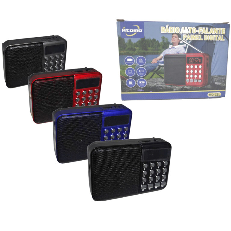 Rádio Retrô Fm Recarregável Bluetooth ÁTOMO Co