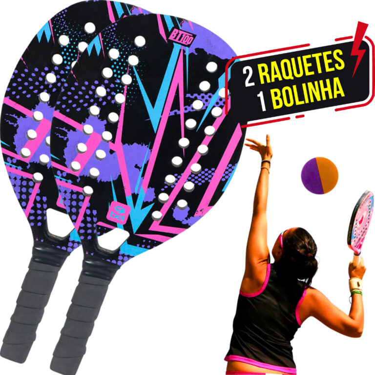 Kit 2 Raquete de Beach Tennis Praia Com Bolinha Or