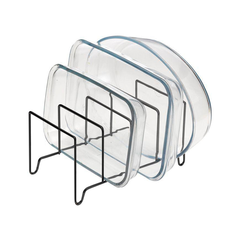 Organizador De Travessas Assadeiras Frigideiras Formas Refratários Para Pia Armário Cozinha Preto