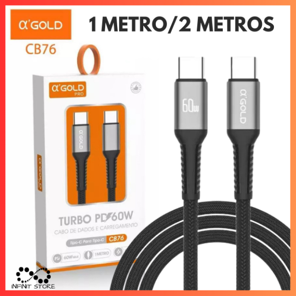 Cabo Carregador USB-C + Tipo-C/Lightning Turbo 30W