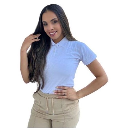 Polo Feminina Camisa BabyLook Lisa Básica Com Gol