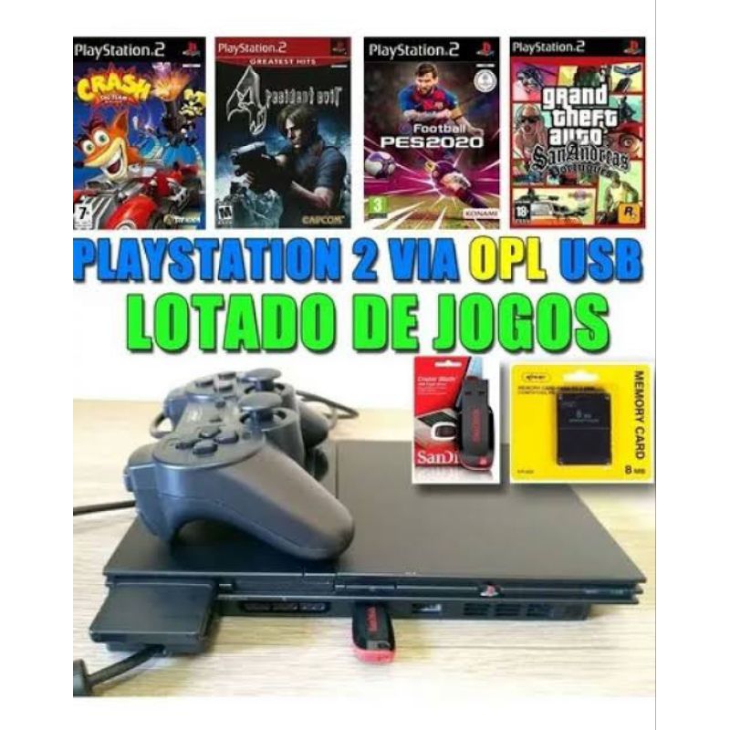 Playstation 2 original OPL + de 30 JOGOS + 500 EMULADORES (TUDO NO PEN DRIVE de 64gb) play 2 ps2 víd