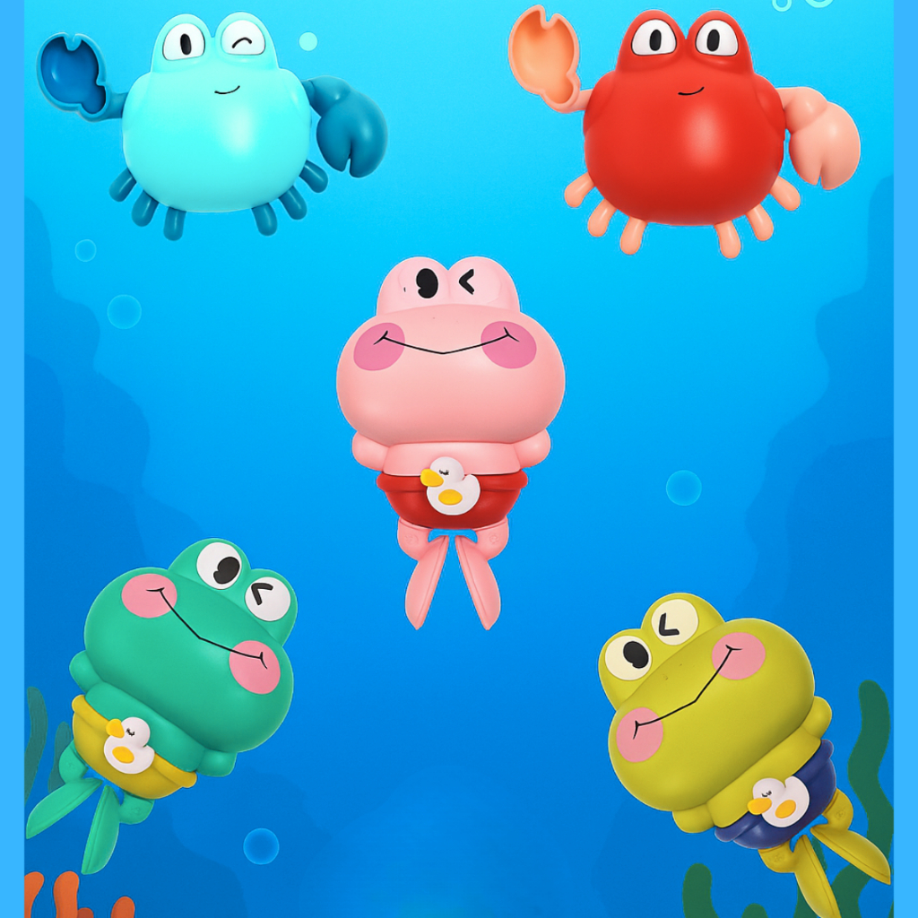 Brinquedo de banho infantil Brinquedo de corda para bebe caranguejo sapinho nadadores brinquedo agua