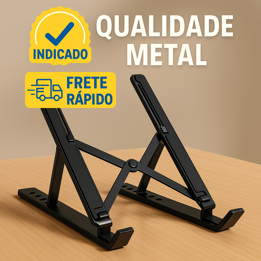 Base Suporte Dobrável para Notebook tablet em Alumínio Ajustável, Portátil, Resistente e Ergonômico