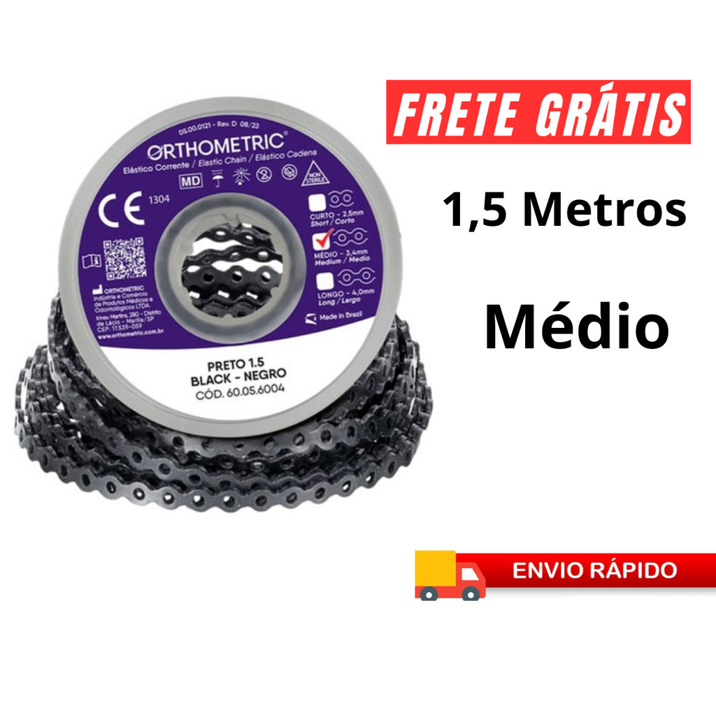 Borrachinhas Preto para  Aparelho Ortodôntico, Trançada Elástico Corrente  1,5m Cores – Promoção