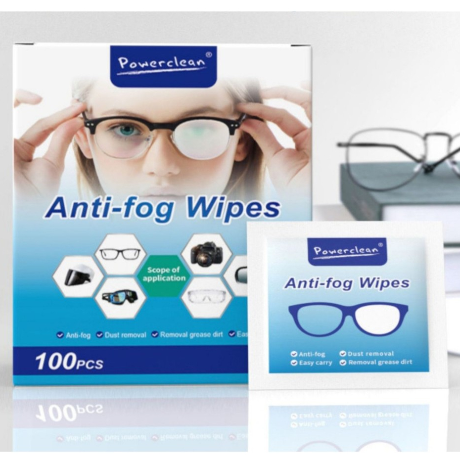 100/200/300 Lenços Umedecidos POWERCLEAN Antiembaçantes e de Limpeza  Óculos e Lentes de Câmeras