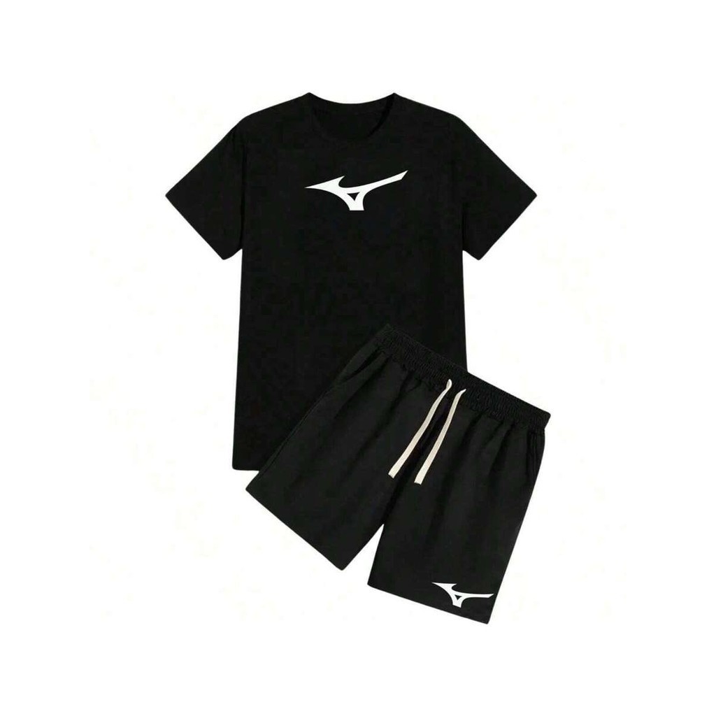 Kit Camiseta Masculina+Short tactel Esportes Academia Treino 100% Algodão Camisa Gola Redonda
