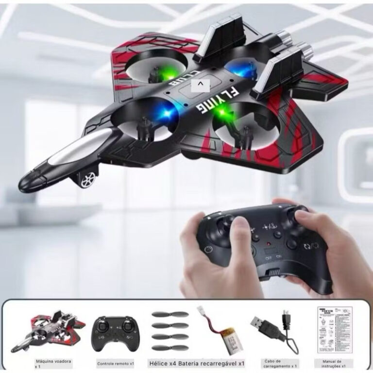 Drone Avião RC Camuflagem Azul com Controle Remot