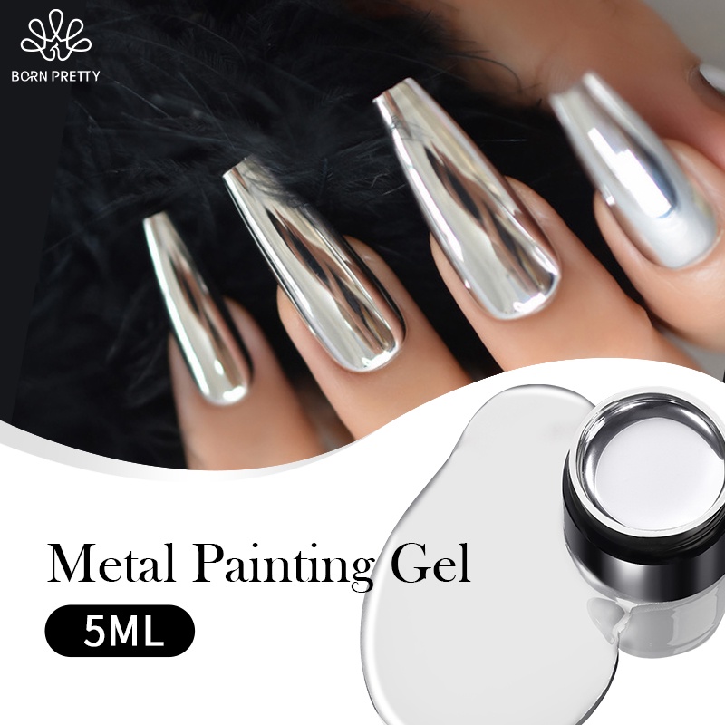 BORN PRETTY Super Brilhante Gel Unhas De Pintura Metálico Polimento Ouro Prata Espelho De Unhas Linh