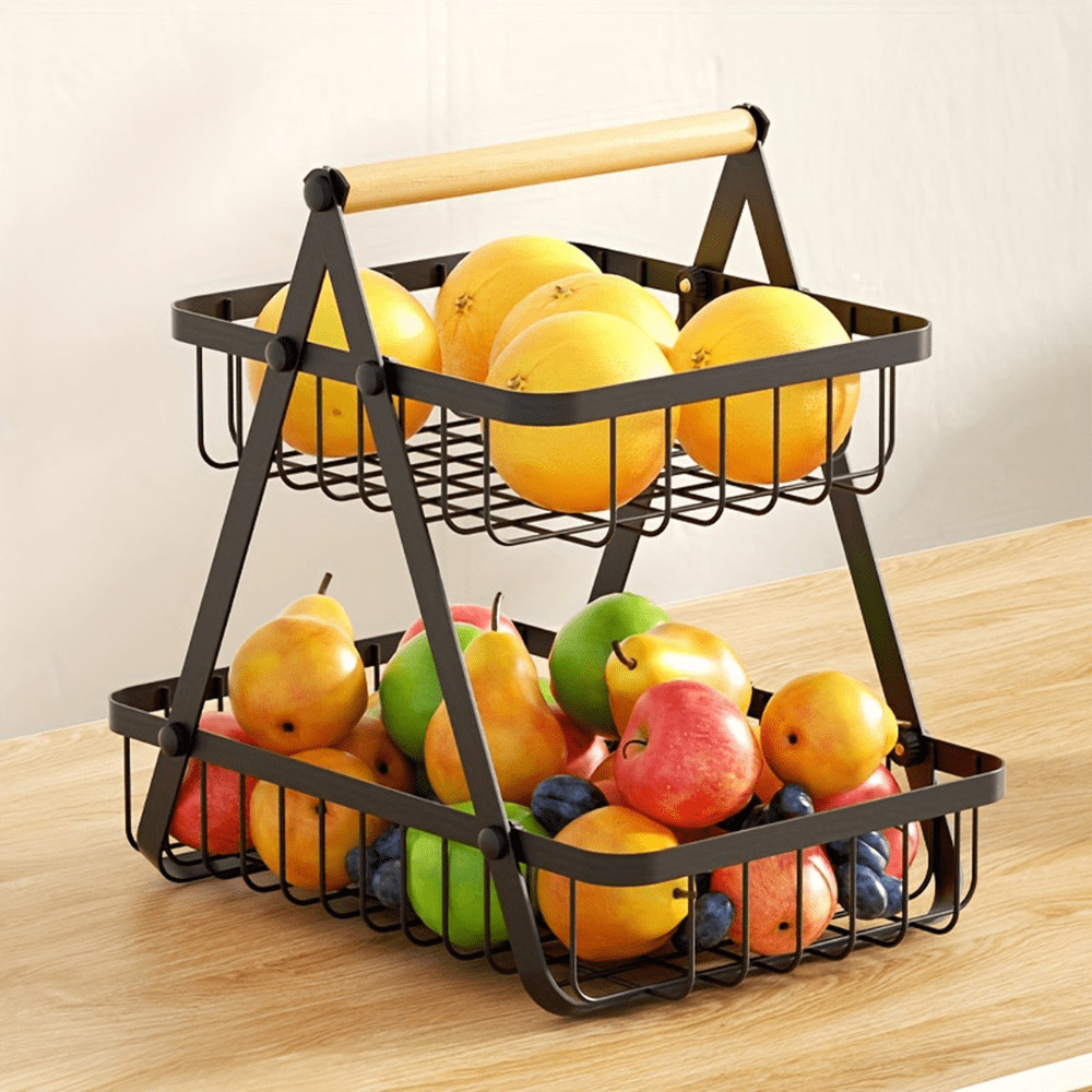 Fruteira de Mesa ou Cesto Multiuso Cesta de metal portátil Organizador para Casa Cozinha Escritório